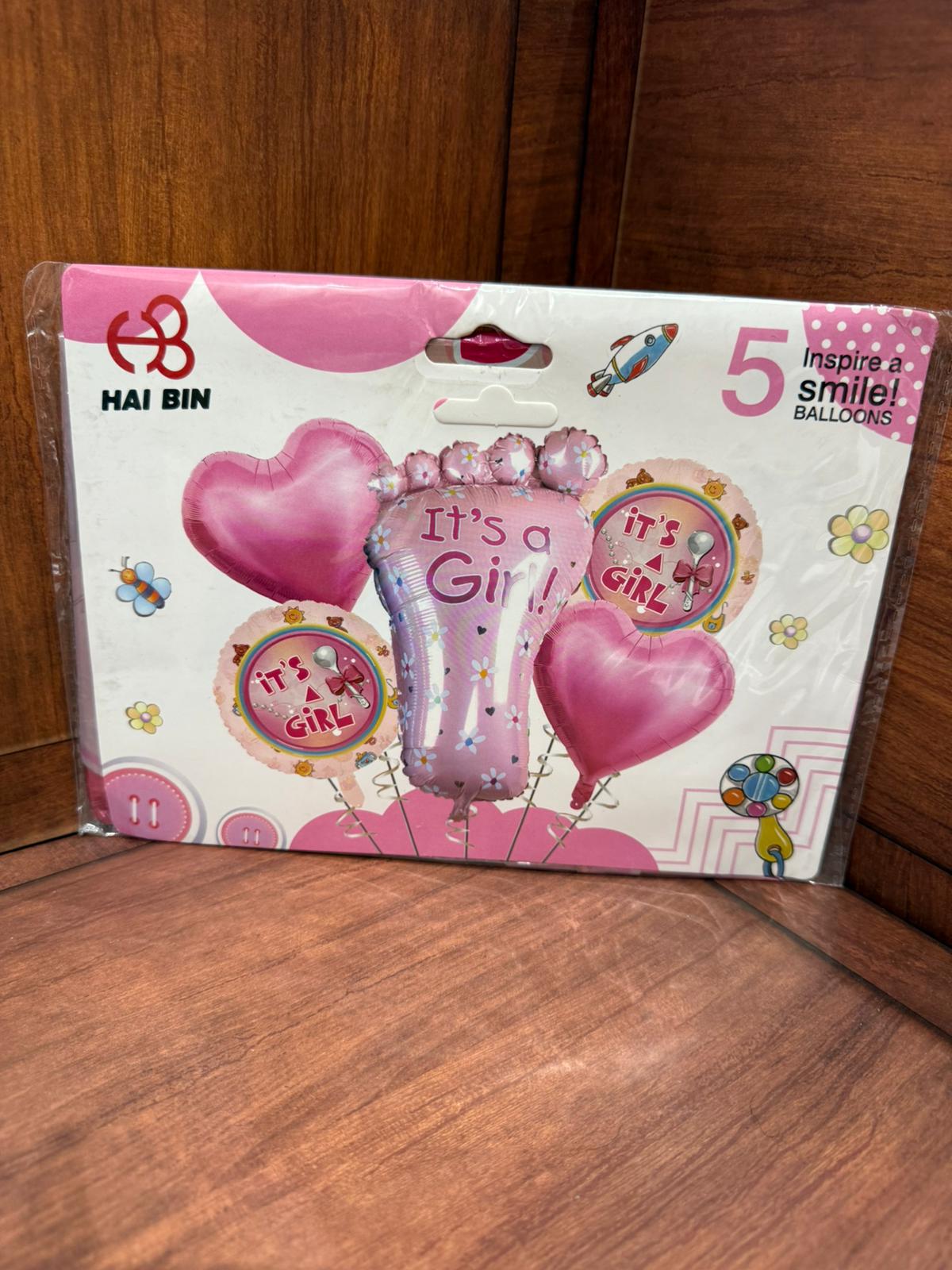 مجموعة بالونات 5 قطع لبنت