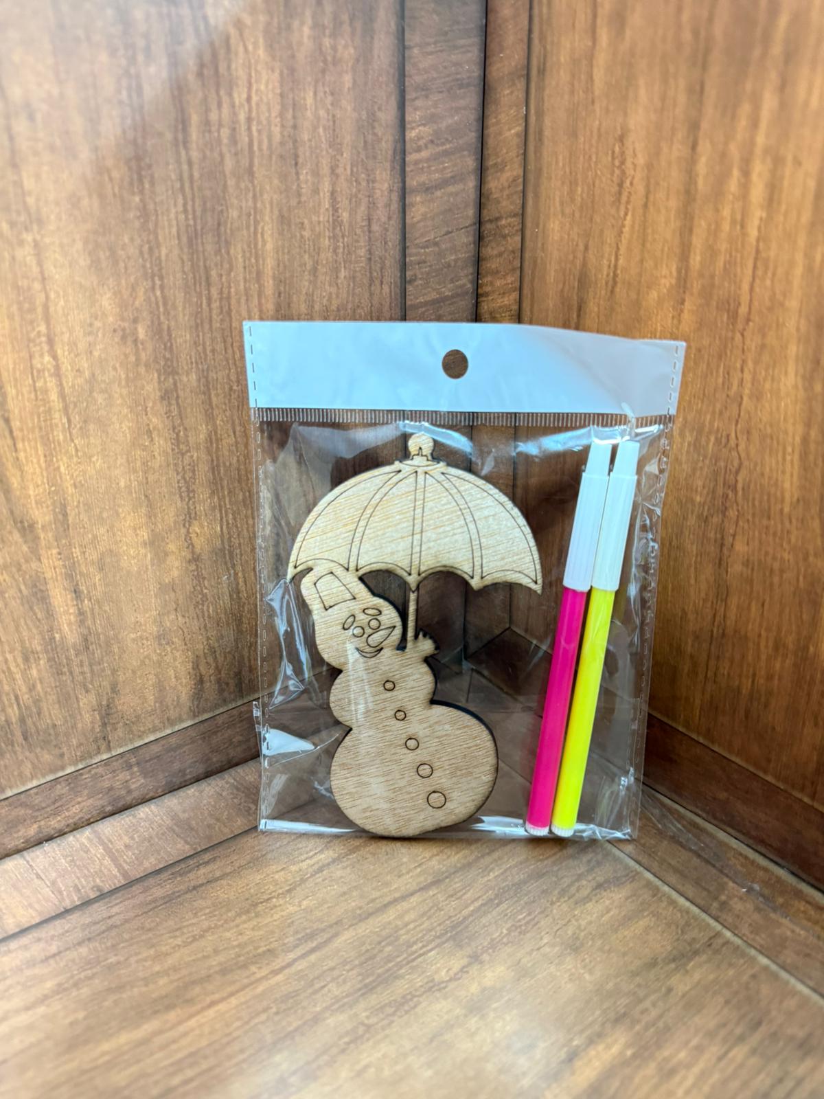 خشبة رجل الثلج لتلوين حجم صغيرمغلفة مع 2 الوان