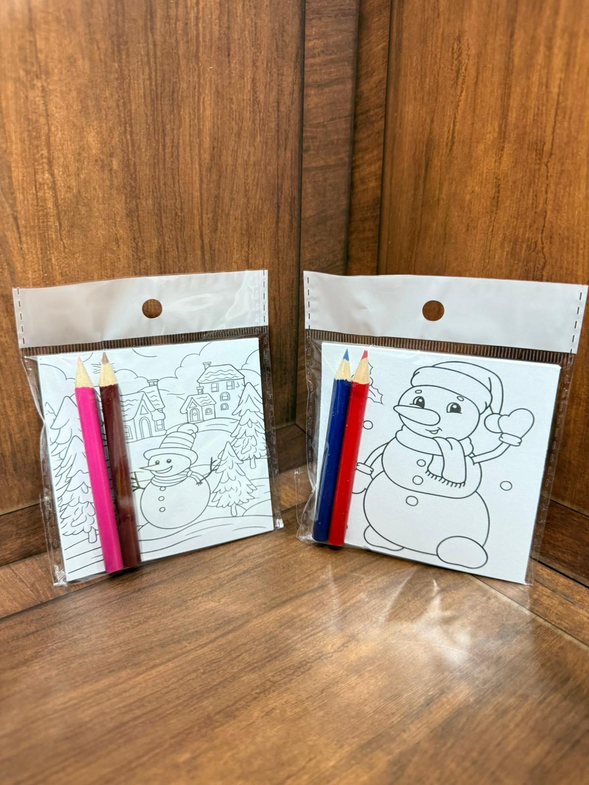 بطاقات تلوين لشتاء مغلفات كل 3 بطاقات مع 2 الوان