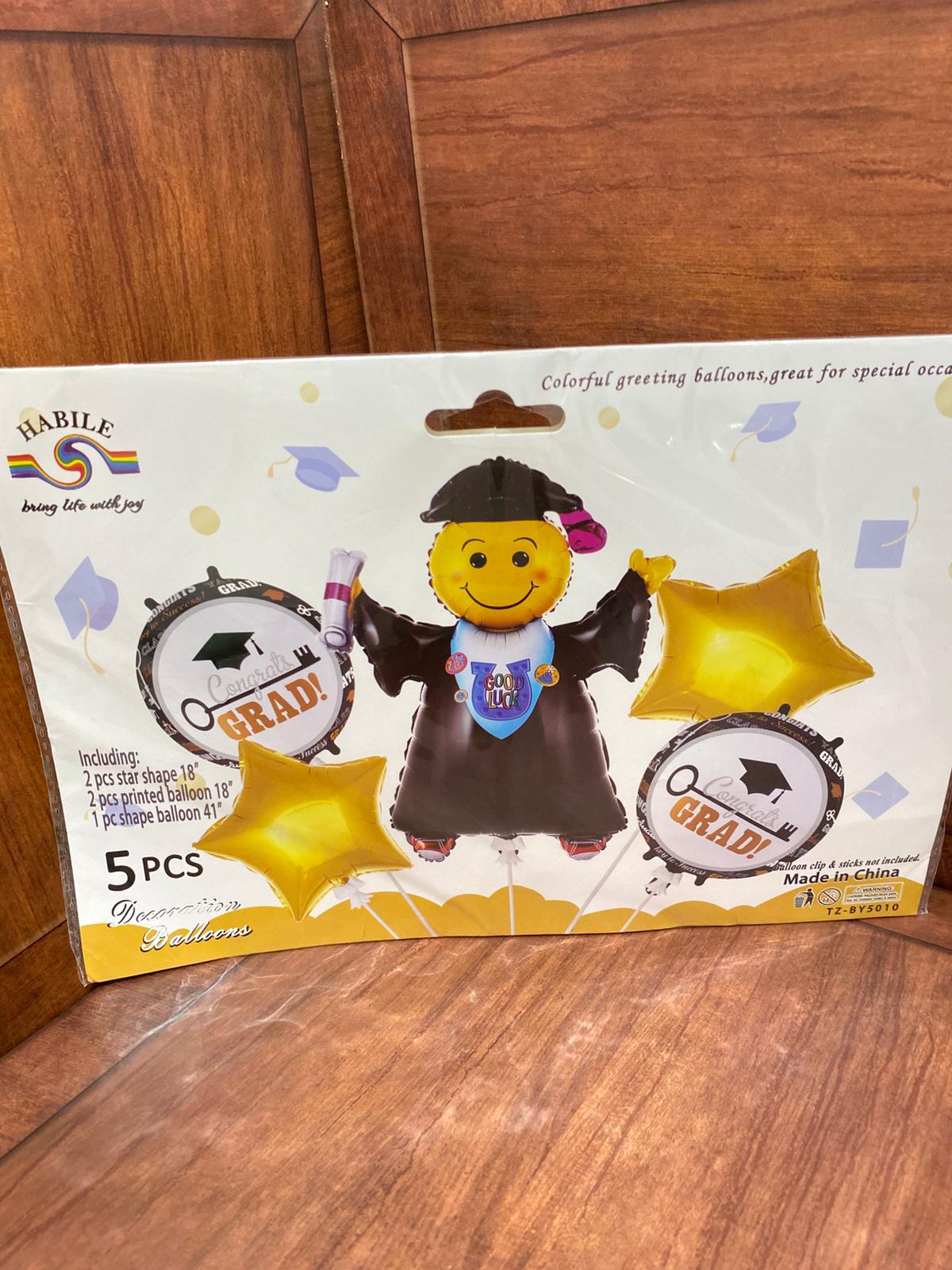 مجموعة مجسمات بالونات 5 قطع للتخرج