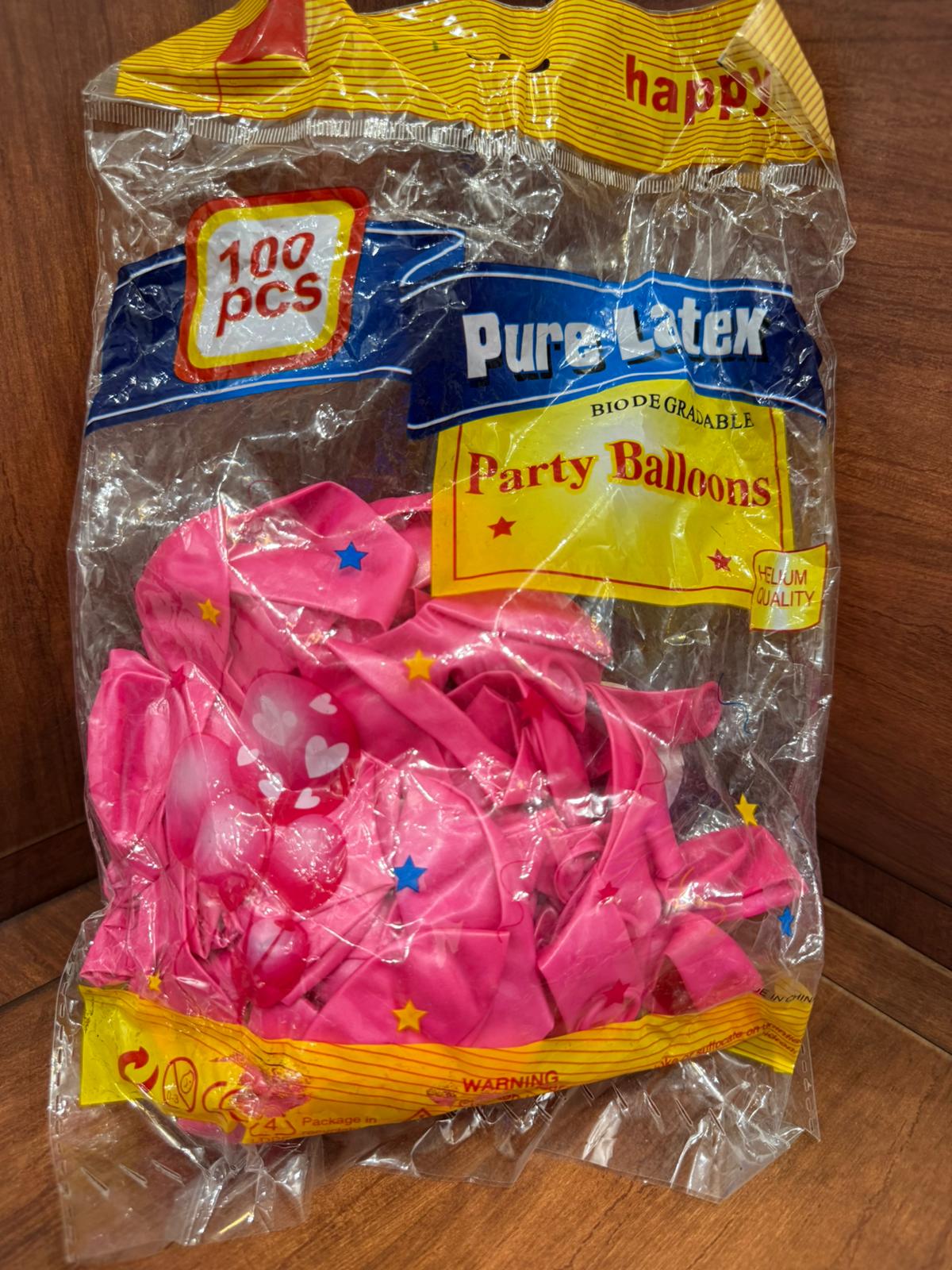 كيس بالون بالون زهري يحتوي ع 100 بالون