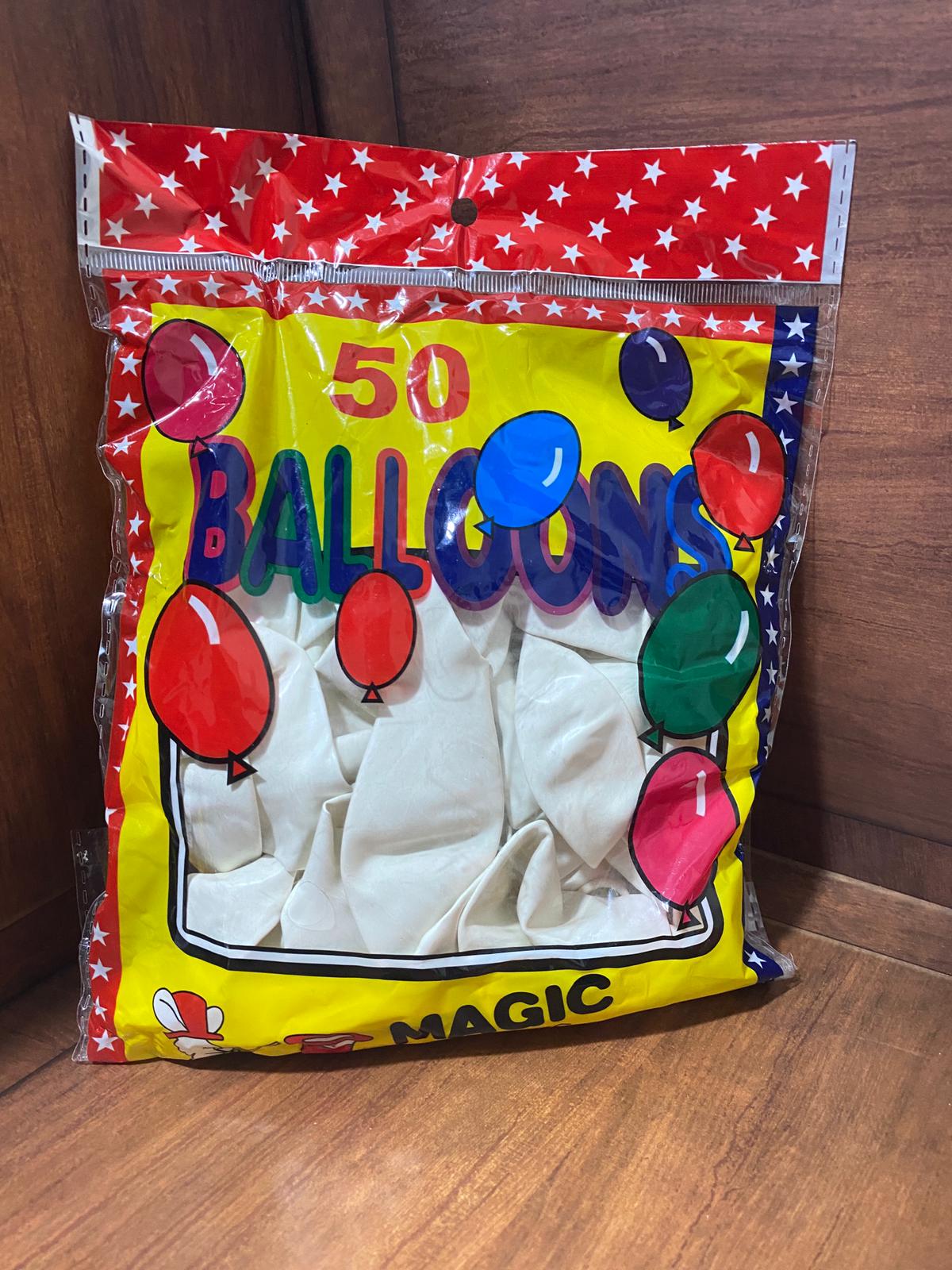 كيس بالونات نوعية ثقيلة لون أبيض (50 بالون)