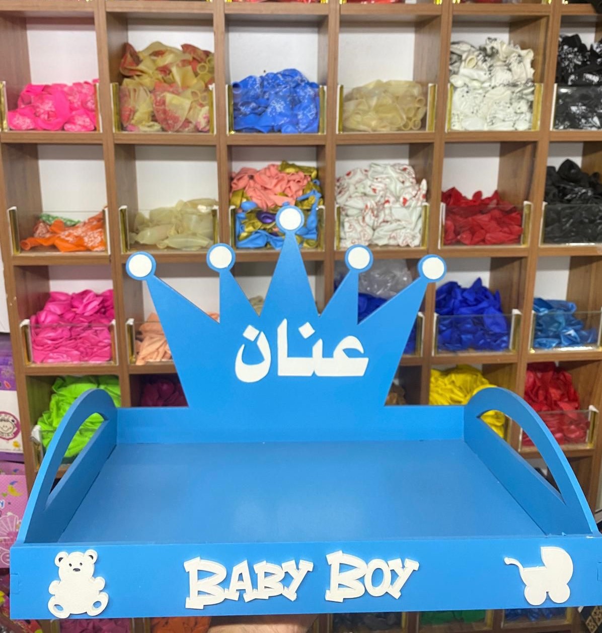 صينية خشب تفصيل بلون الأزرق